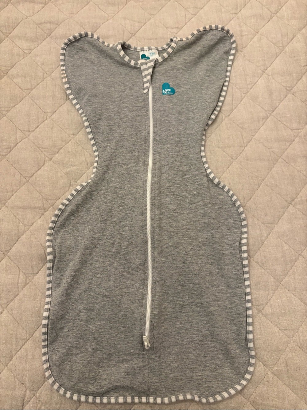 Love to dream Grey Sleep Sack with Striped Trim
